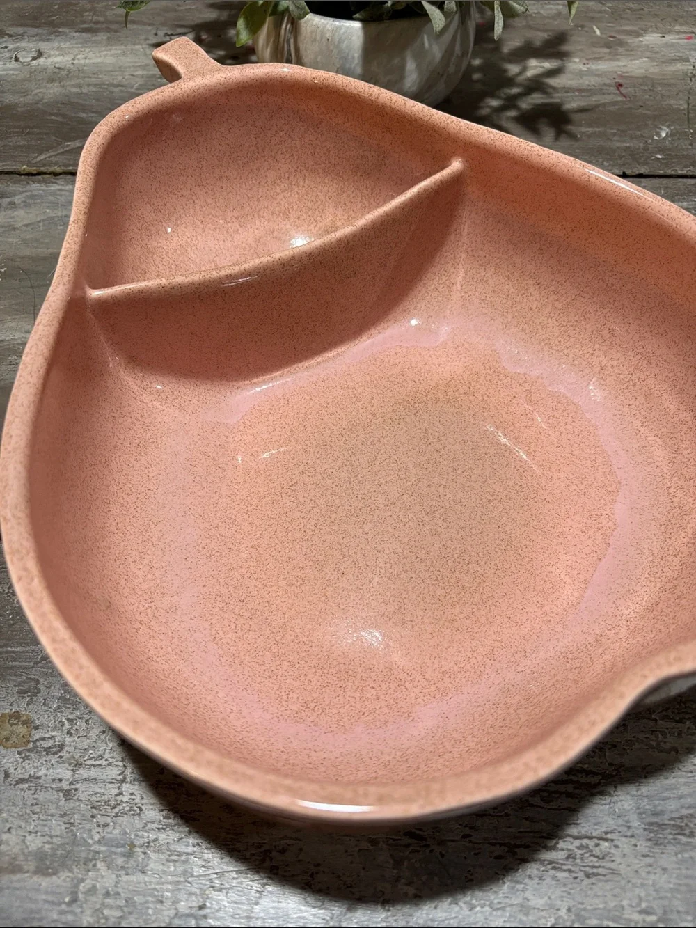 Vintage Pfaltzgraff Pear-Shaped Two-Section Serving Bowl - Pink